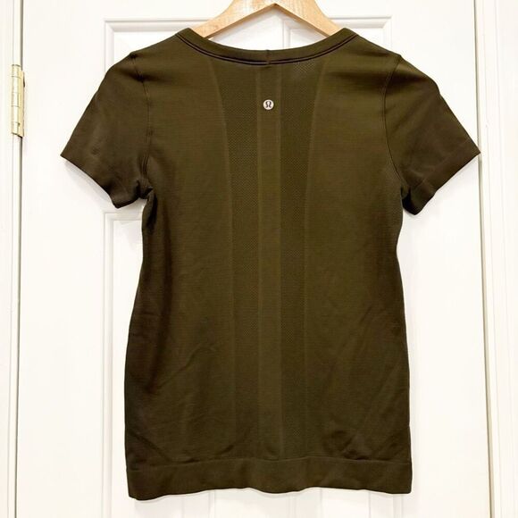 Lululemon Swiftly Tech Short-Sleeve Shirt 2.0 Hip Length Olive Green Stretch $68 - Picture 6 of 6